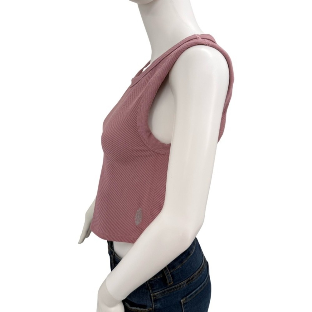 FREE PEOPLE MOVEMENT XL Free Throw Muscle‎ Tank Crop Top Pink Ribbed Activewear - Picture 2 of 11